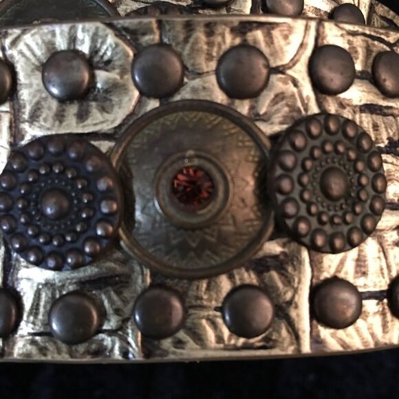 Vera Pelle Authentic Leather Metal Stone Croc Belt‎ main image 4